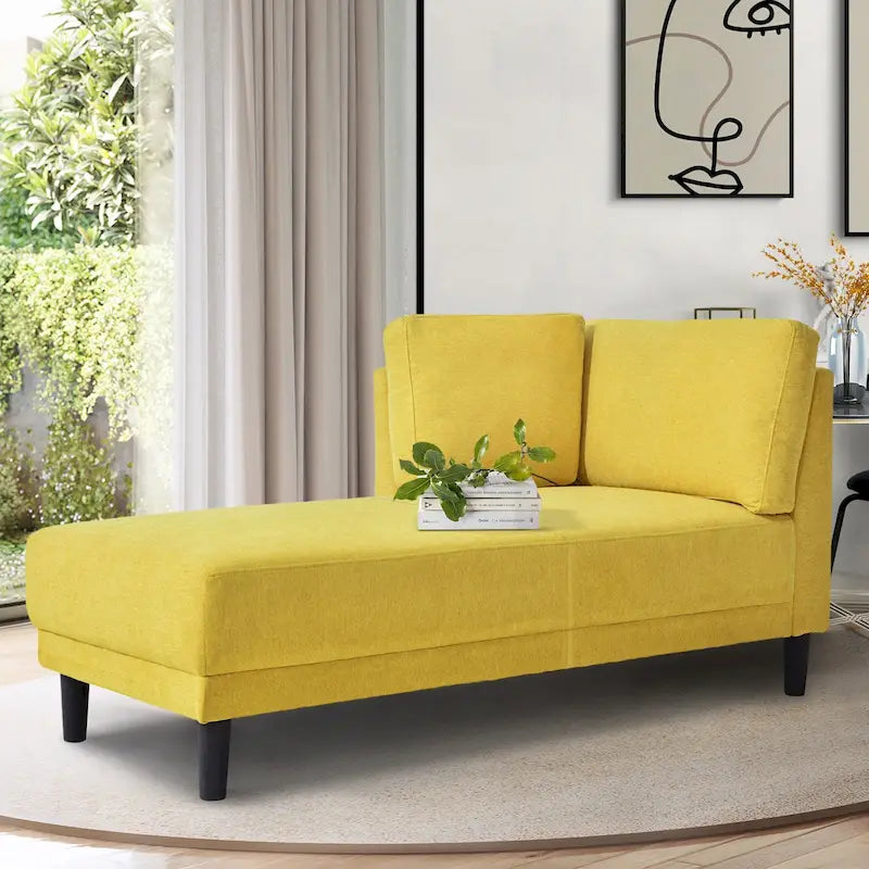 Single Linen Fabric Chaise Lounge, 65"W