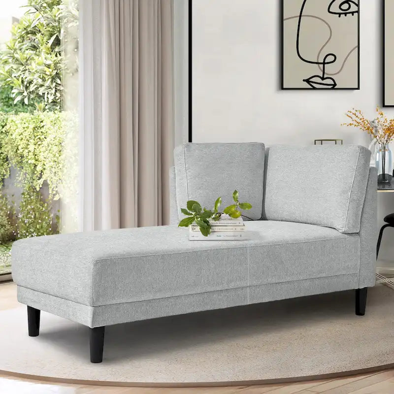 Single Linen Fabric Chaise Lounge, 65"W