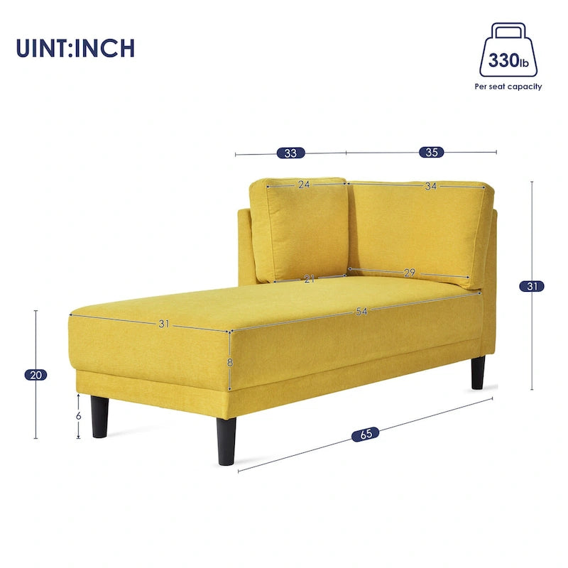 Single Linen Fabric Chaise Lounge, 65"W