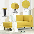 Single Linen Fabric Chaise Lounge, 65"W