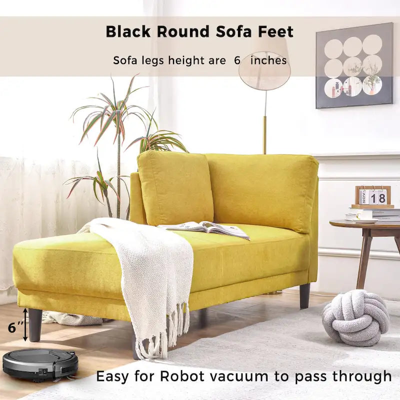 Single Linen Fabric Chaise Lounge, 65"W