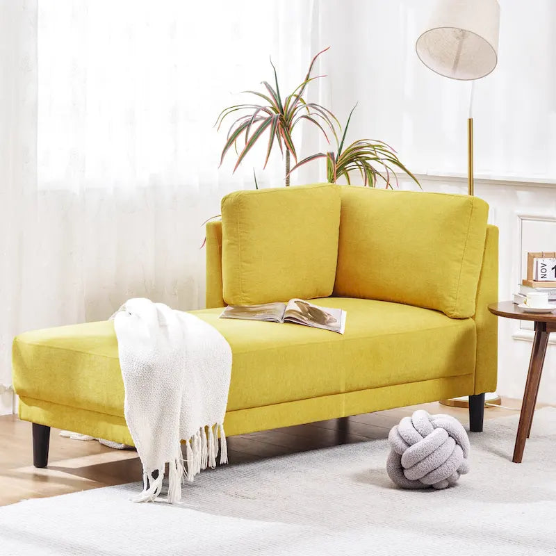 Single Linen Fabric Chaise Lounge, 65"W