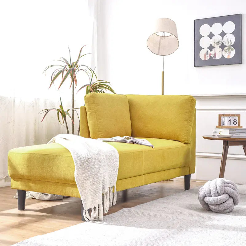 Single Linen Fabric Chaise Lounge, 65"W
