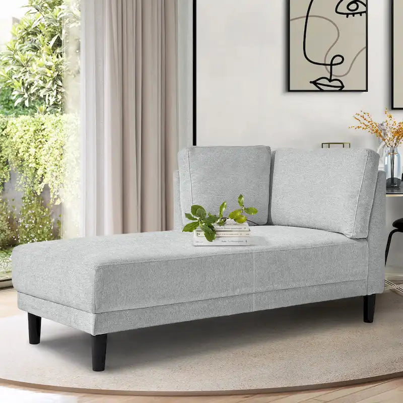 Single Linen Fabric Chaise Lounge, 65"W