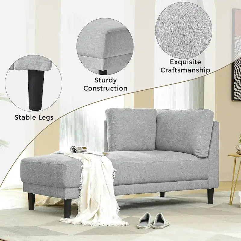 Single Linen Fabric Chaise Lounge, 65"W