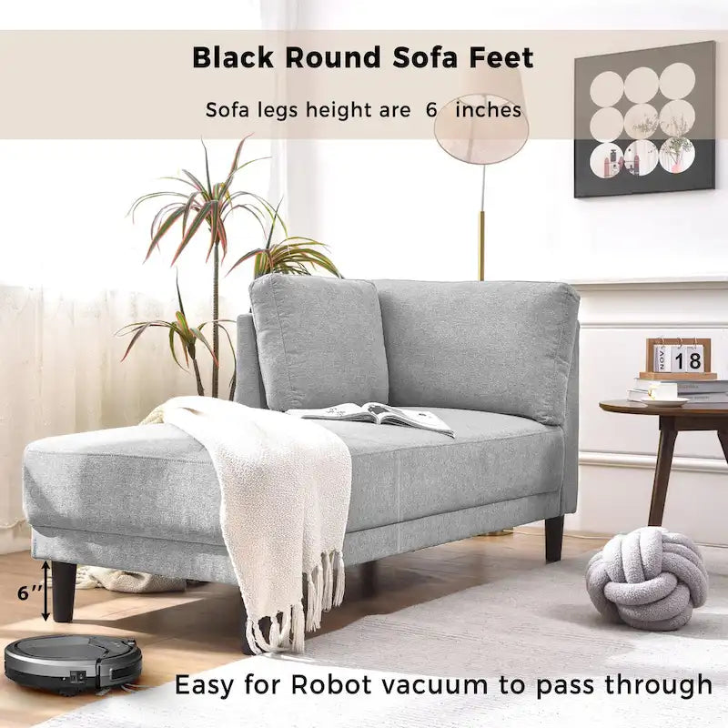 Single Linen Fabric Chaise Lounge, 65"W