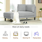 Single Linen Fabric Chaise Lounge, 65"W