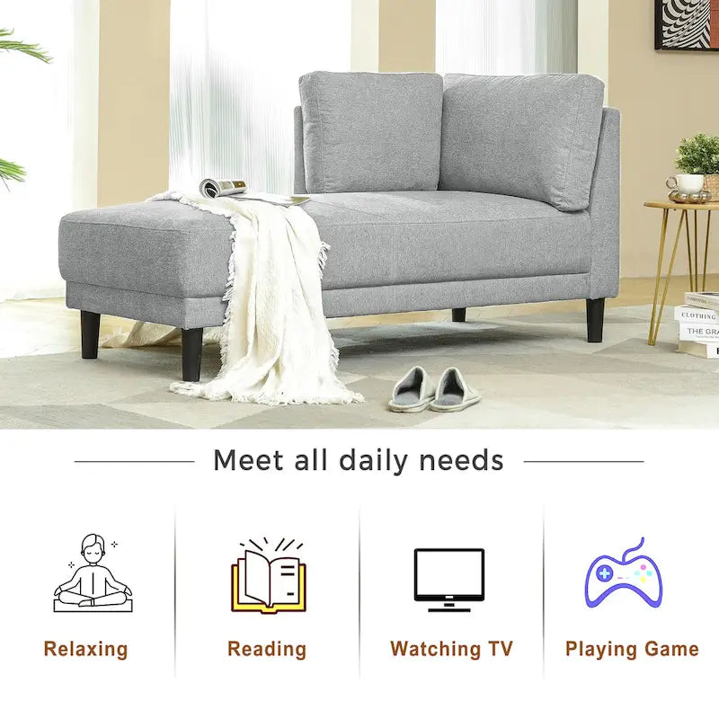 Single Linen Fabric Chaise Lounge, 65"W