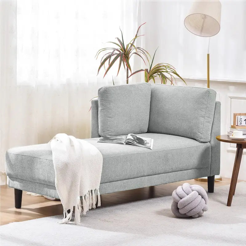 Single Linen Fabric Chaise Lounge, 65"W