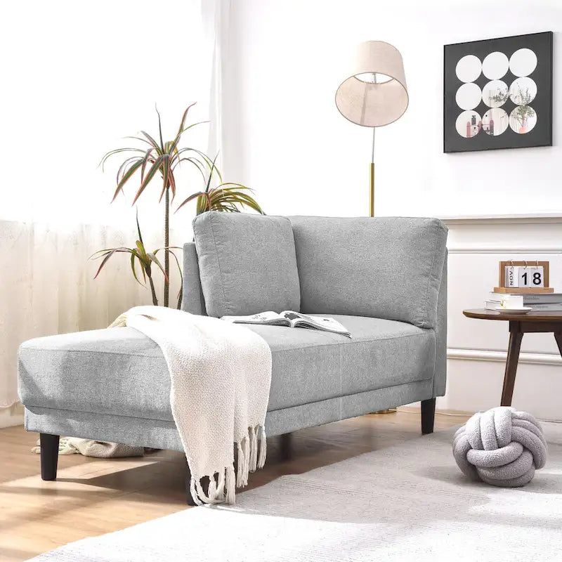 Single Linen Fabric Chaise Lounge, 65"W