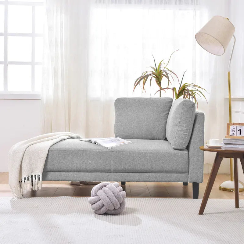 Single Linen Fabric Chaise Lounge, 65"W