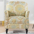 Floral Upholstered Accent Chair with Solid Wood Legs