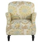 Floral Upholstered Accent Chair with Solid Wood Legs