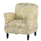 Floral Upholstered Accent Chair with Solid Wood Legs