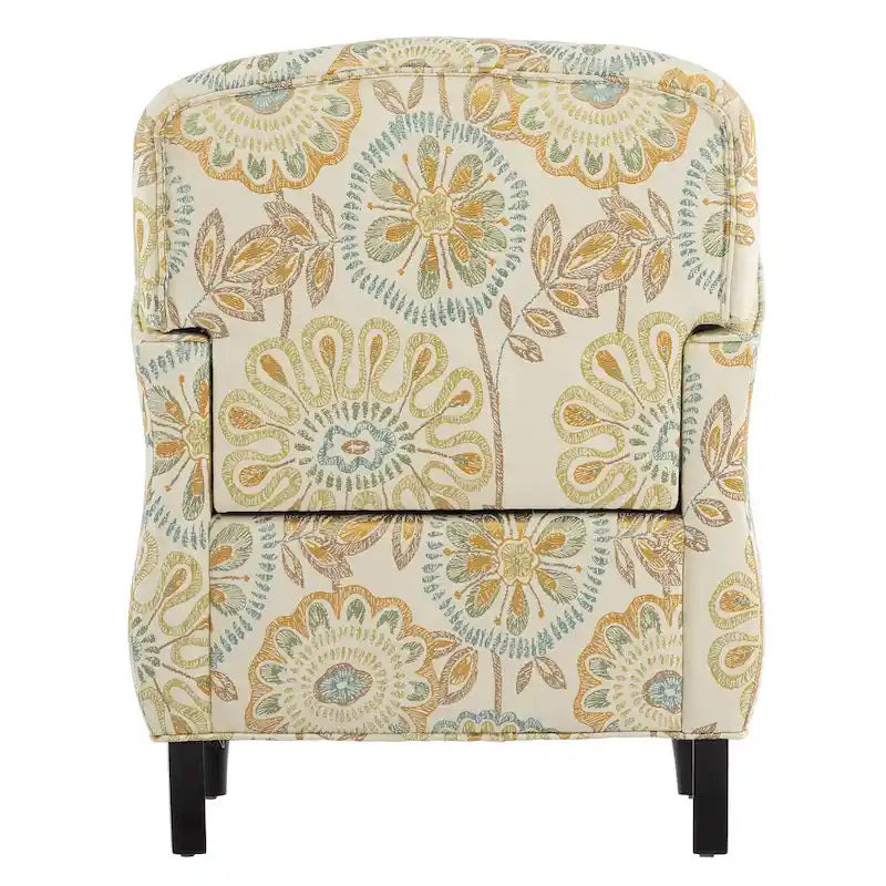 Floral Upholstered Accent Chair with Solid Wood Legs