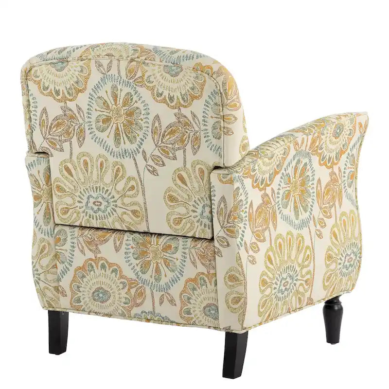 Floral Upholstered Accent Chair with Solid Wood Legs