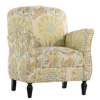 Floral Upholstered Accent Chair with Solid Wood Legs
