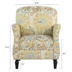 Floral Upholstered Accent Chair with Solid Wood Legs
