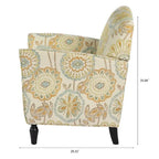 Floral Upholstered Accent Chair with Solid Wood Legs