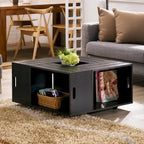 32" Mobile Coffee Table with Multi-Storage Compartments