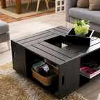 32" Mobile Coffee Table with Multi-Storage Compartments