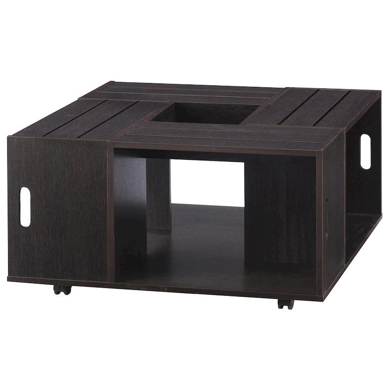32" Mobile Coffee Table with Multi-Storage Compartments