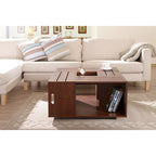 32" Mobile Coffee Table with Multi-Storage Compartments