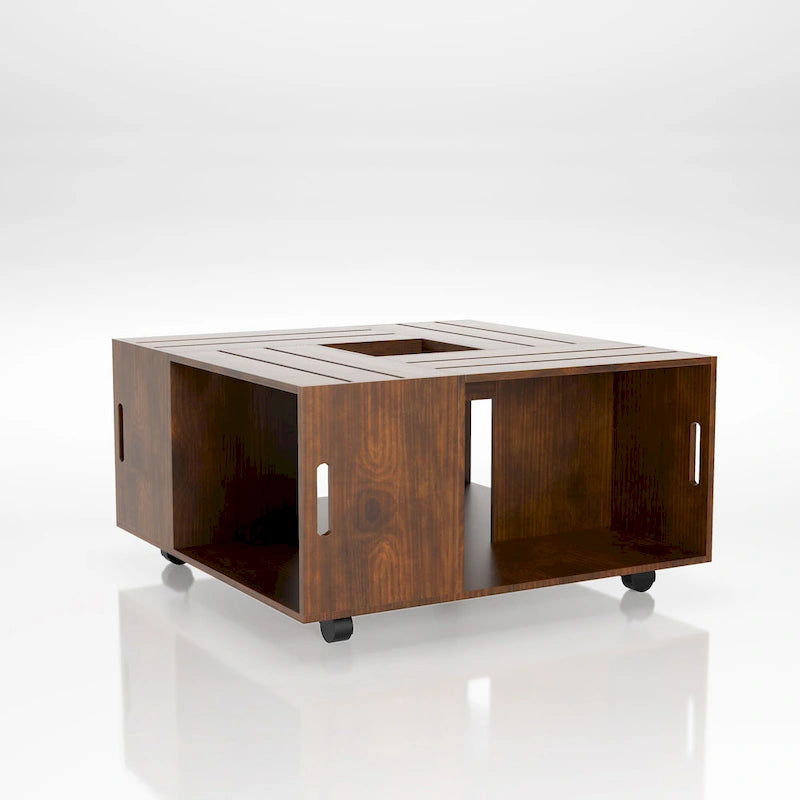 32" Mobile Coffee Table with Multi-Storage Compartments