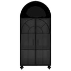 Modern Arched Storage Cabinet with Glass Doors, Open Display Shelves, Kitchen Pantry, Accent Cabinet, Freestanding Bookcase