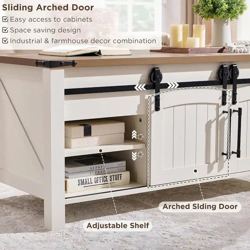 Farmhouse Lift Top Coffee Table, Rustic Wood Center Table