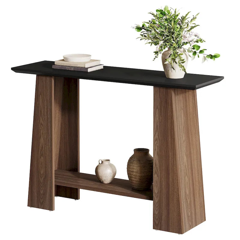 47 Narrow Wood Sofa Table with Storage for Living Room Small Spaces - 47.24 W x 13.78 D x 35.43 H