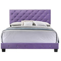 Tufted Faux Jewel Velvet Upholstered Queen Panel Bed - 83 - Purple