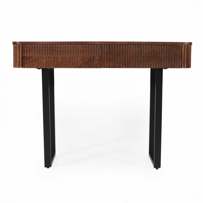 Mango Wood Console Table with 2 Fluted Drawers