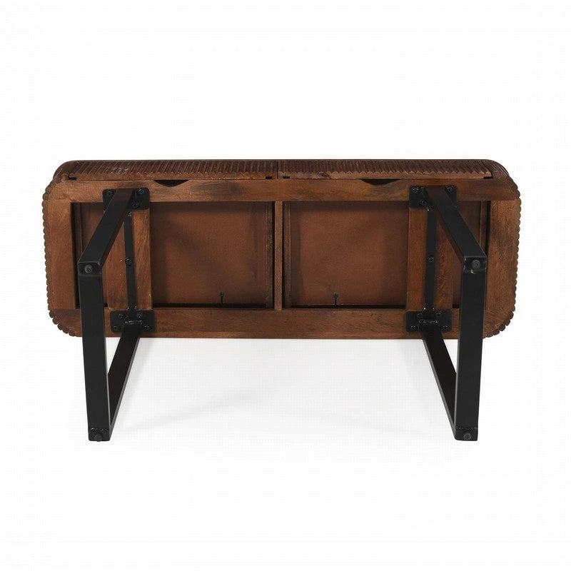 Mango Wood Console Table with 2 Fluted Drawers