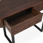 Mango Wood Console Table with 2 Fluted Drawers