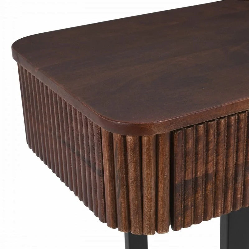 Mango Wood Console Table with 2 Fluted Drawers