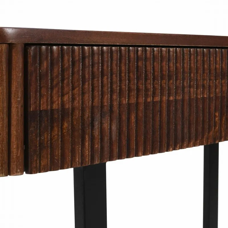 Mango Wood Console Table with 2 Fluted Drawers