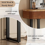 Mango Wood Console Table with 2 Fluted Drawers
