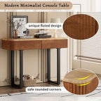 Mango Wood Console Table with 2 Fluted Drawers