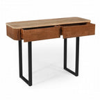 Mango Wood Console Table with 2 Fluted Drawers