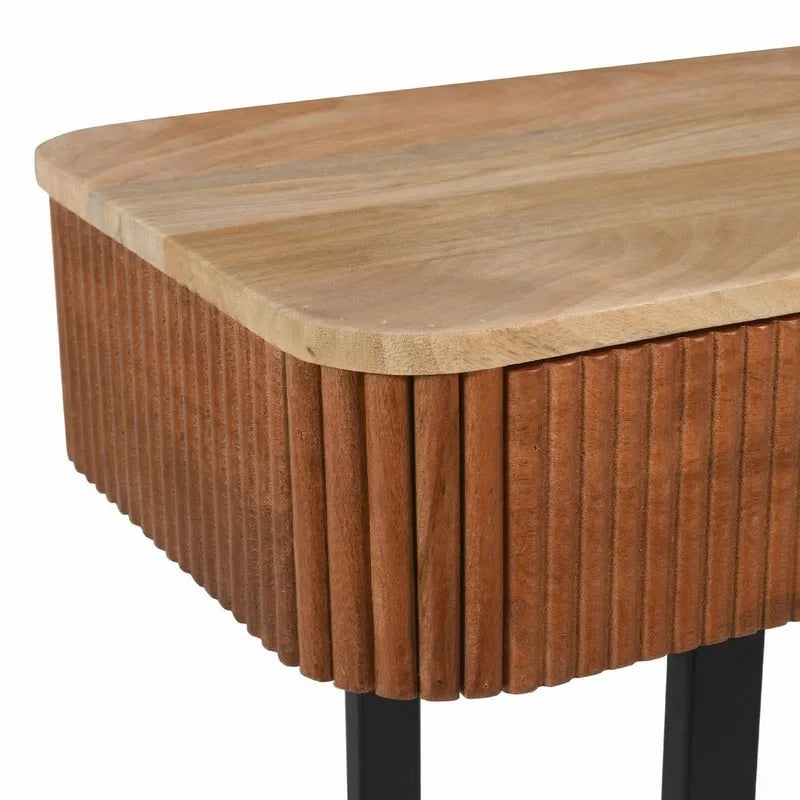 Mango Wood Console Table with 2 Fluted Drawers