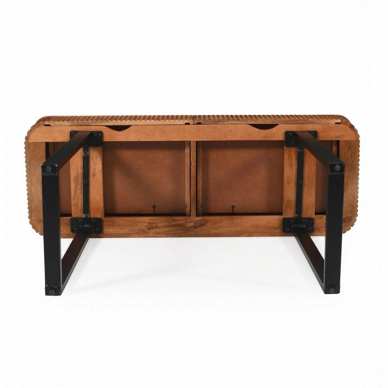 Mango Wood Console Table with 2 Fluted Drawers