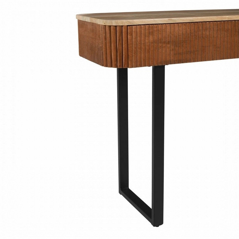 Mango Wood Console Table with 2 Fluted Drawers