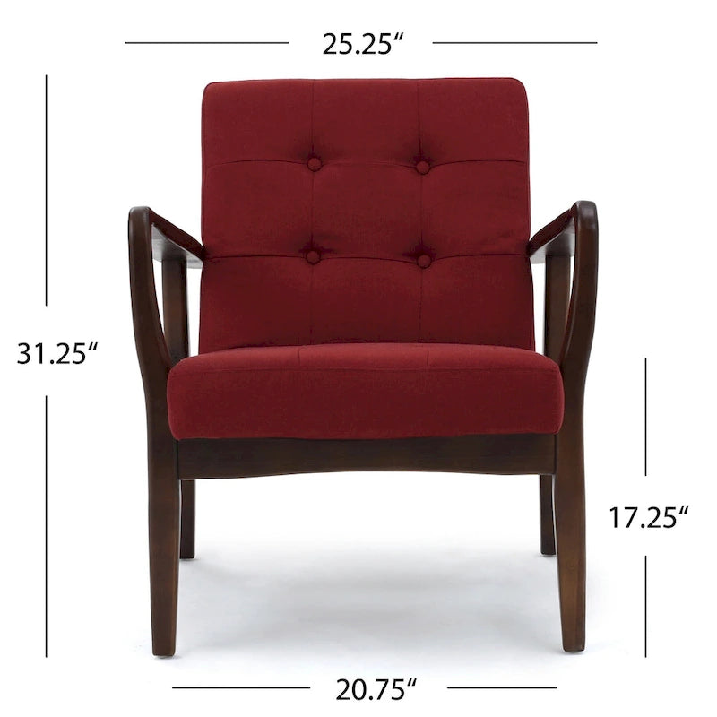 Brayden Mid-century Fabric Club Chair by