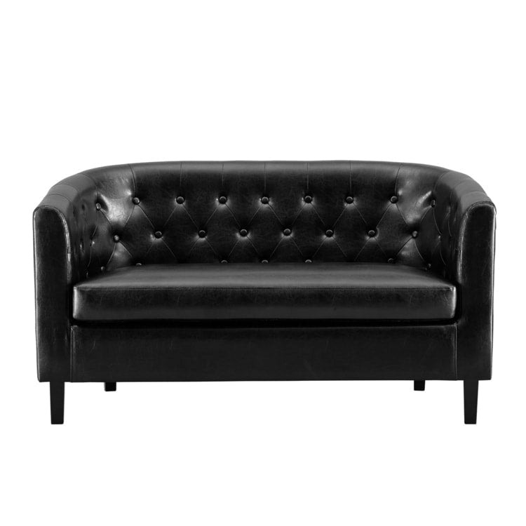 Adelaide Mid Century Modern Loveseat - Tufted Cushion Chair with Solid Wooden Legs for Living Room