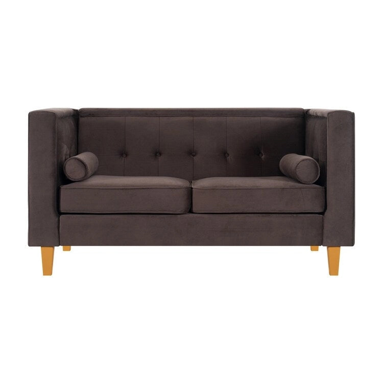 Adelaide Mid Century Modern Loveseat - Tufted Cushion Chair with Solid Wooden Legs for Living Room