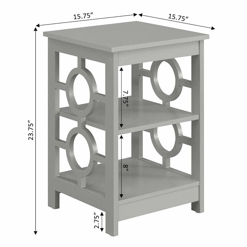 Ring End Table with Shelves