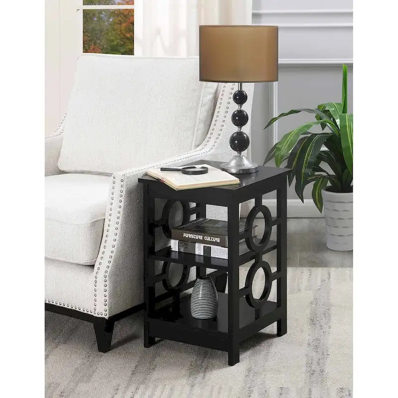 Ring End Table with Shelves