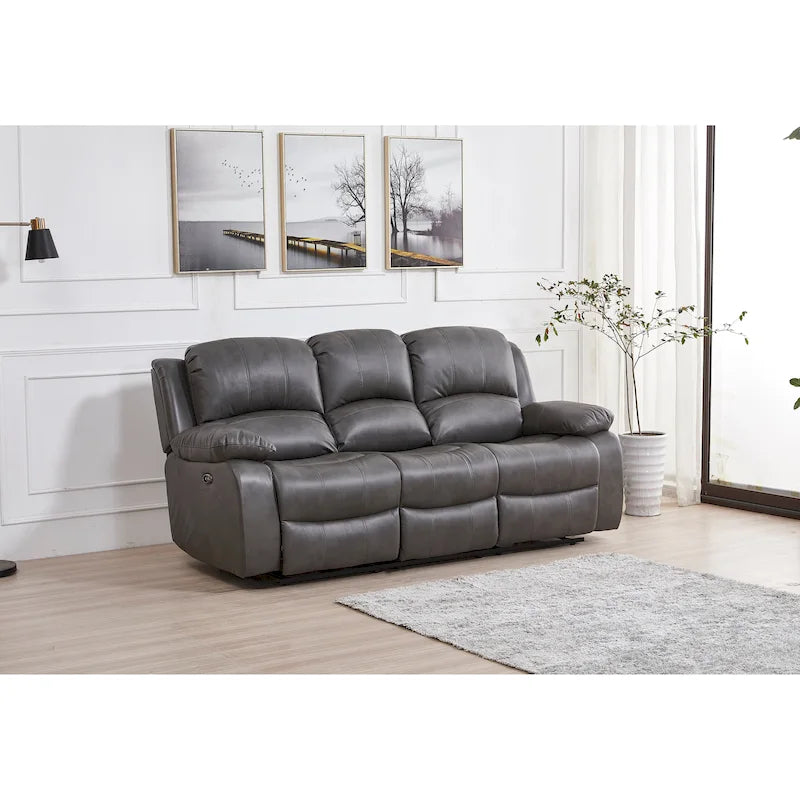 Bonded Leather Power Rclining 3-seat Sofa Couch 8018