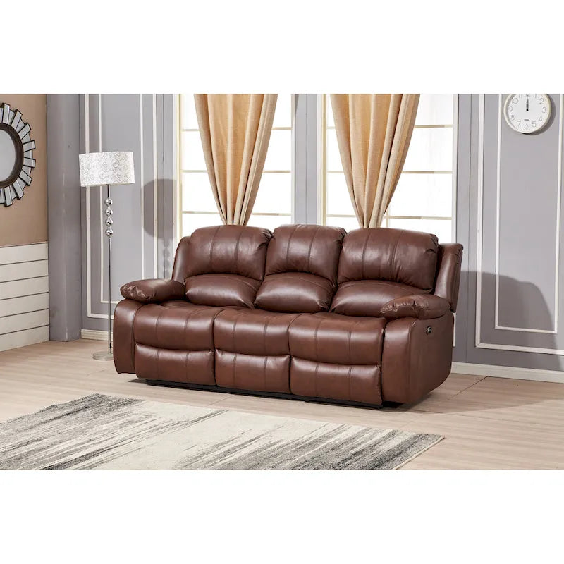  Bonded Leather Power Rclining 3-seat Sofa Couch 8018